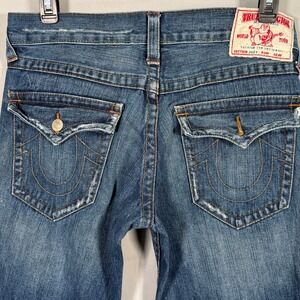 True Religion Womens Joey Flare Jeans Blue Medium Wash 34x31 Style 04503